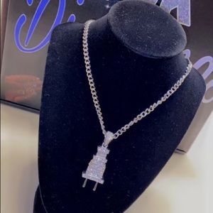Silver plug necklace